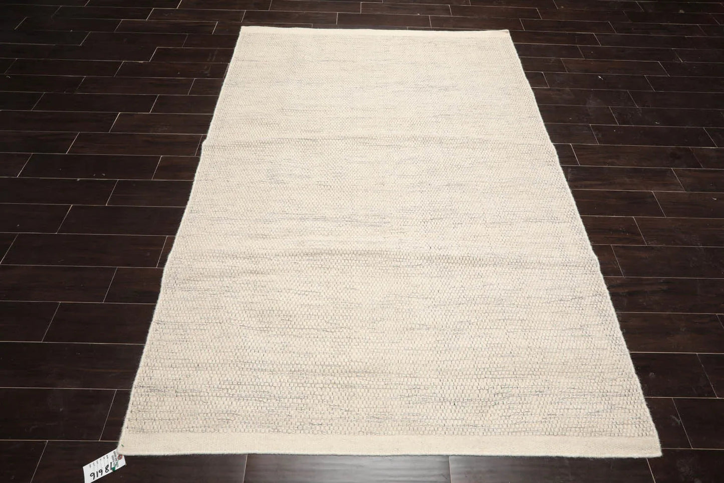 LoomBloom 5x8ft Ivory Handcrafted Designer Kilim Wool Oriental Area Rug-2