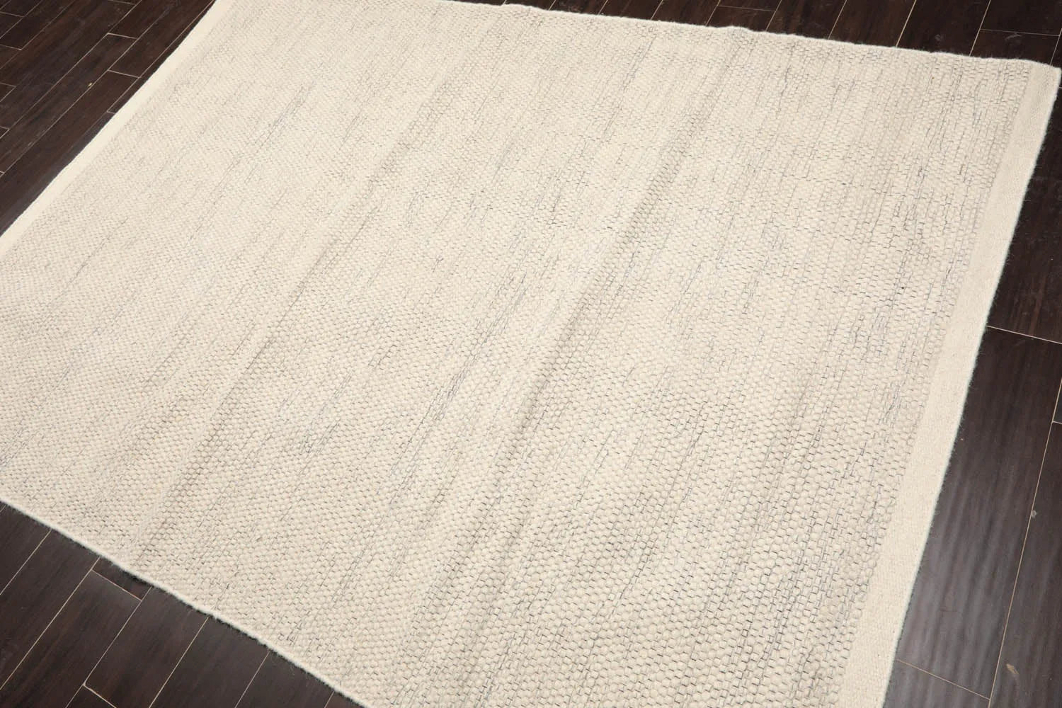 LoomBloom 5x8ft Ivory Handcrafted Designer Kilim Wool Oriental Area Rug-3