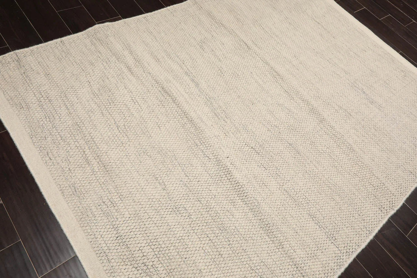 LoomBloom 5x8ft Ivory Handcrafted Designer Kilim Wool Oriental Area Rug-4