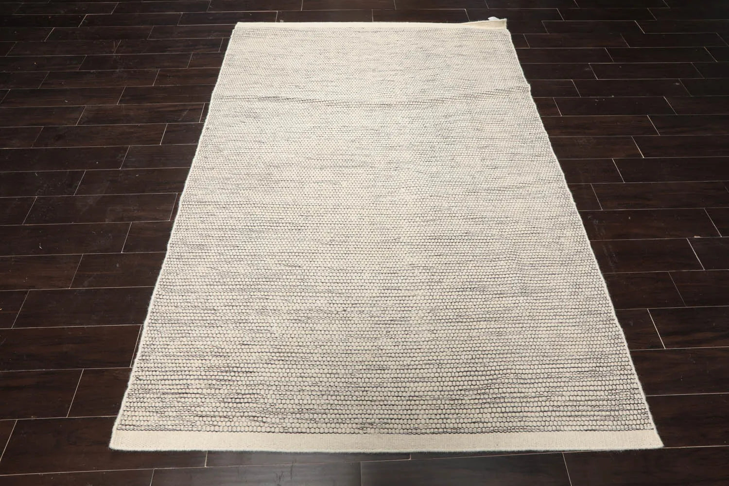 LoomBloom 5x8ft Ivory Handcrafted Designer Kilim Wool Oriental Area Rug-2