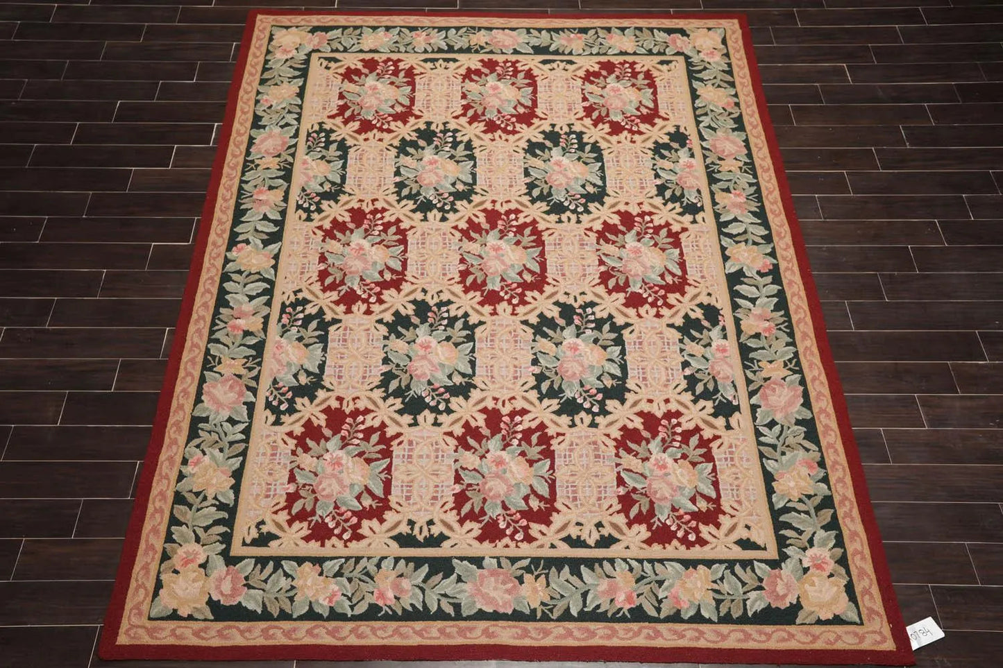 8x11 Red, Denim Hand Hooked 100% Wool Traditional Persian Oriental Area Rug-1