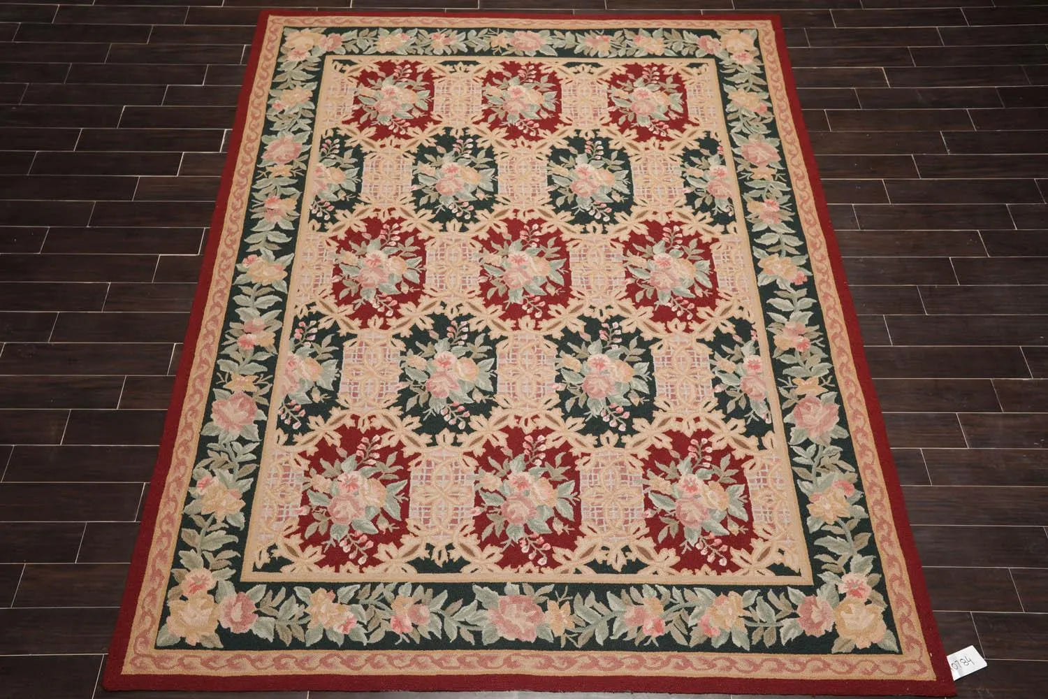 8x11 Red, Denim Hand Hooked 100% Wool Traditional Persian Oriental Area Rug-1