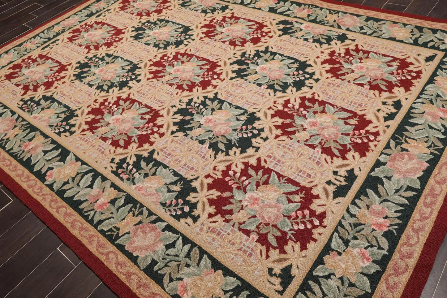 8x11 Red, Denim Hand Hooked 100% Wool Traditional Persian Oriental Area Rug-2