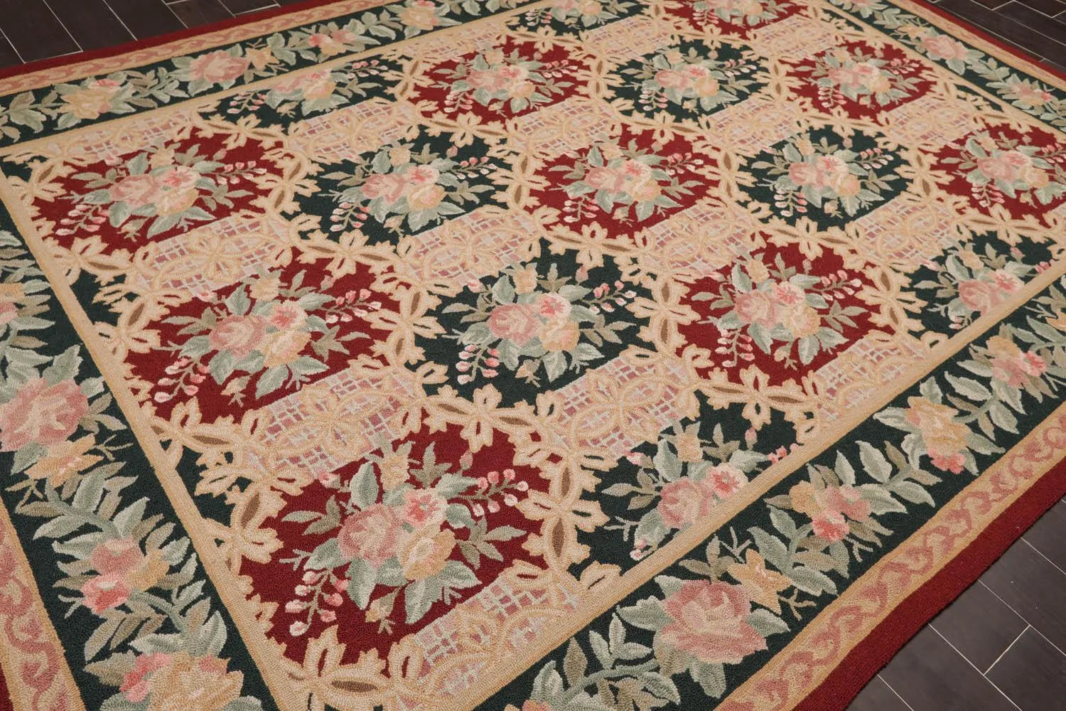 8x11 Red, Denim Hand Hooked 100% Wool Traditional Persian Oriental Area Rug-3