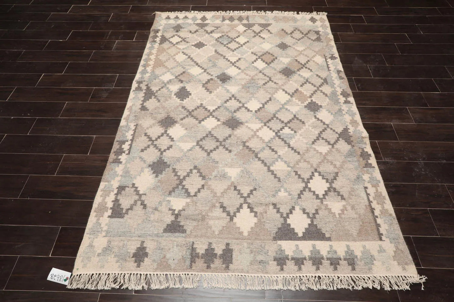 LoomBloom 5x8 Southwestern Beige Handcrafted Wool Kilim Rug-2