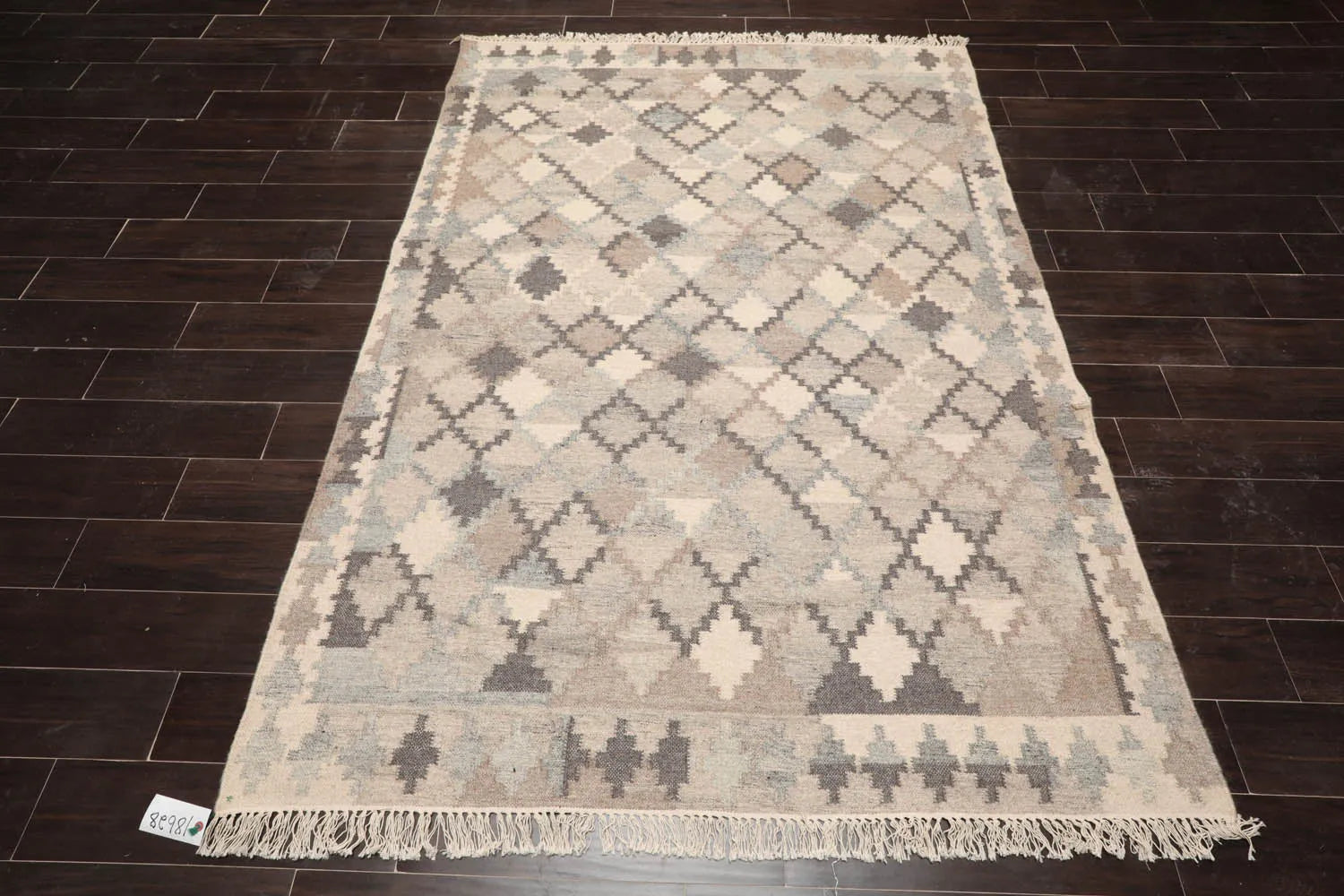 LoomBloom 5x8 Southwestern Beige Handcrafted Wool Kilim Rug-2