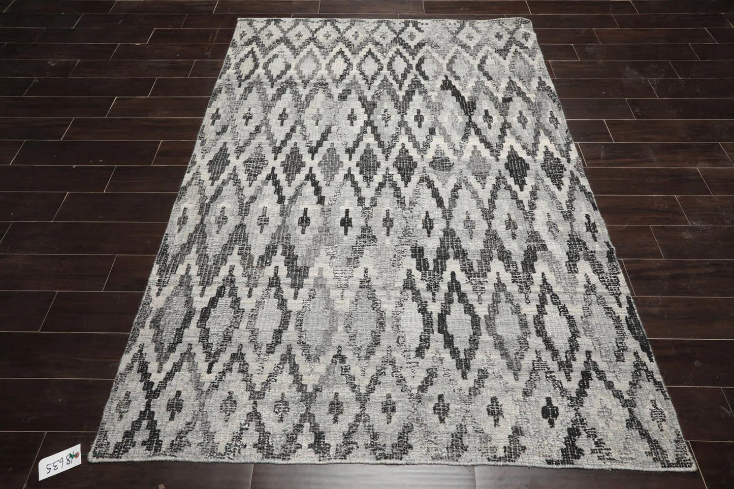 LoomBloom Gray Southwestern Kilim Wool Rug in 5x8 Size-2