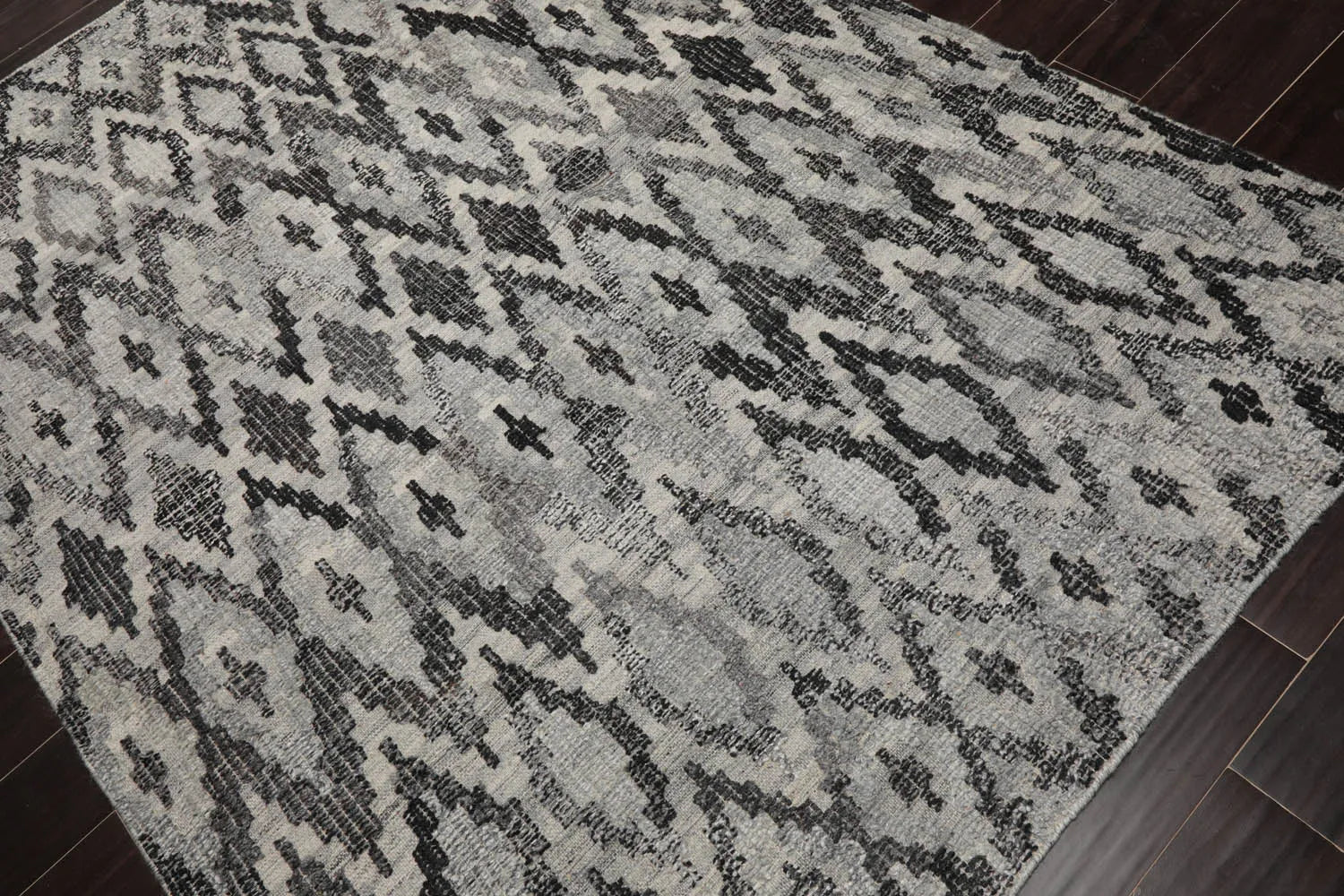 LoomBloom Gray Southwestern Kilim Wool Rug in 5x8 Size-3