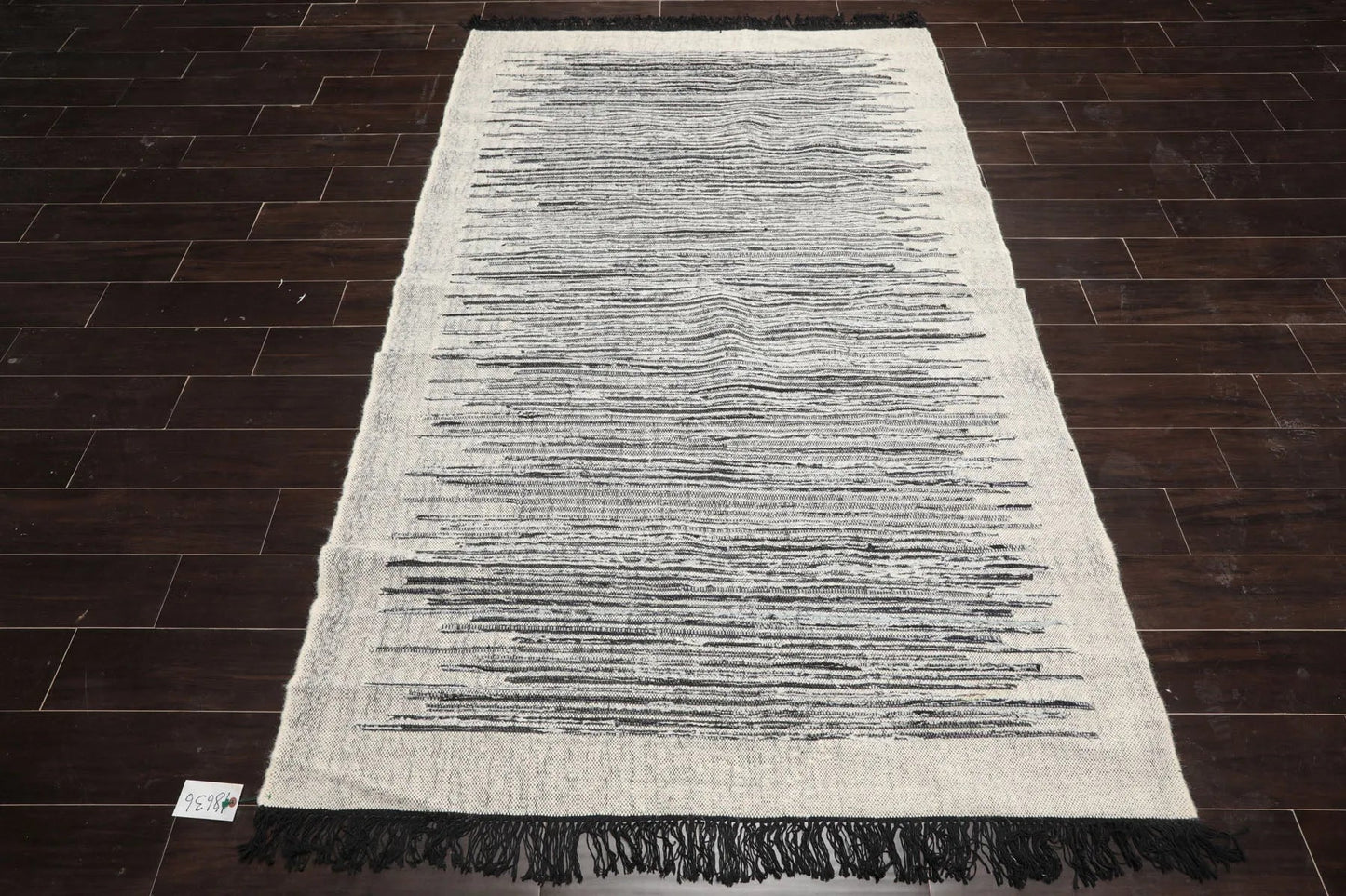 LoomBloom 5x8 Ivory Handcrafted Kilim Wool Oriental Area Rug-2