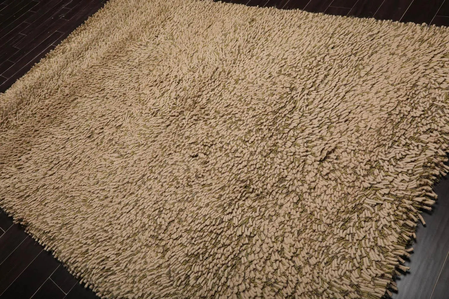 6’ x 9’ USA made Modern & Contemporary Shag Wool Oriental Area Rug Beige-1