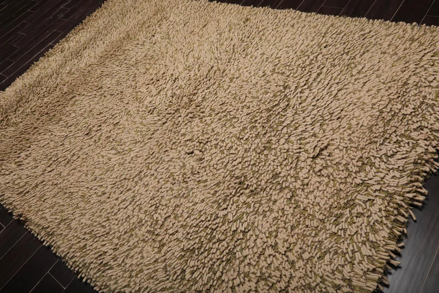 6’ x 9’ USA made Modern & Contemporary Shag Wool Oriental Area Rug Beige-1