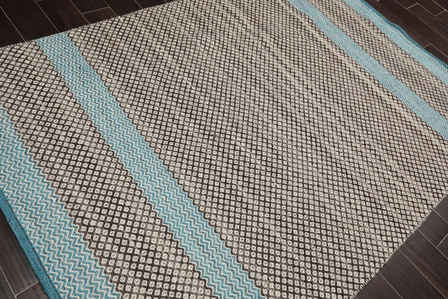 LoomBloom 5x8 Beige Oriental Modern Hand Woven Kilim Wool Area Rug-4