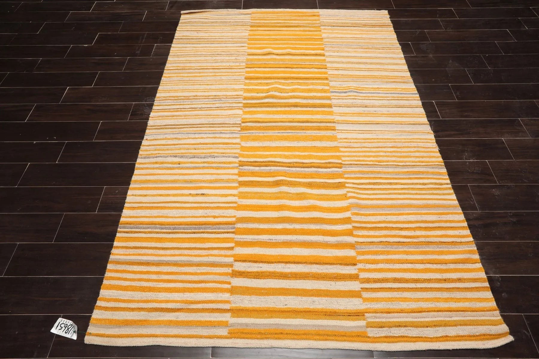 LoomBloom Beige 5x8 Hand Woven Oriental Area Rug with Contemporary Stripes-2