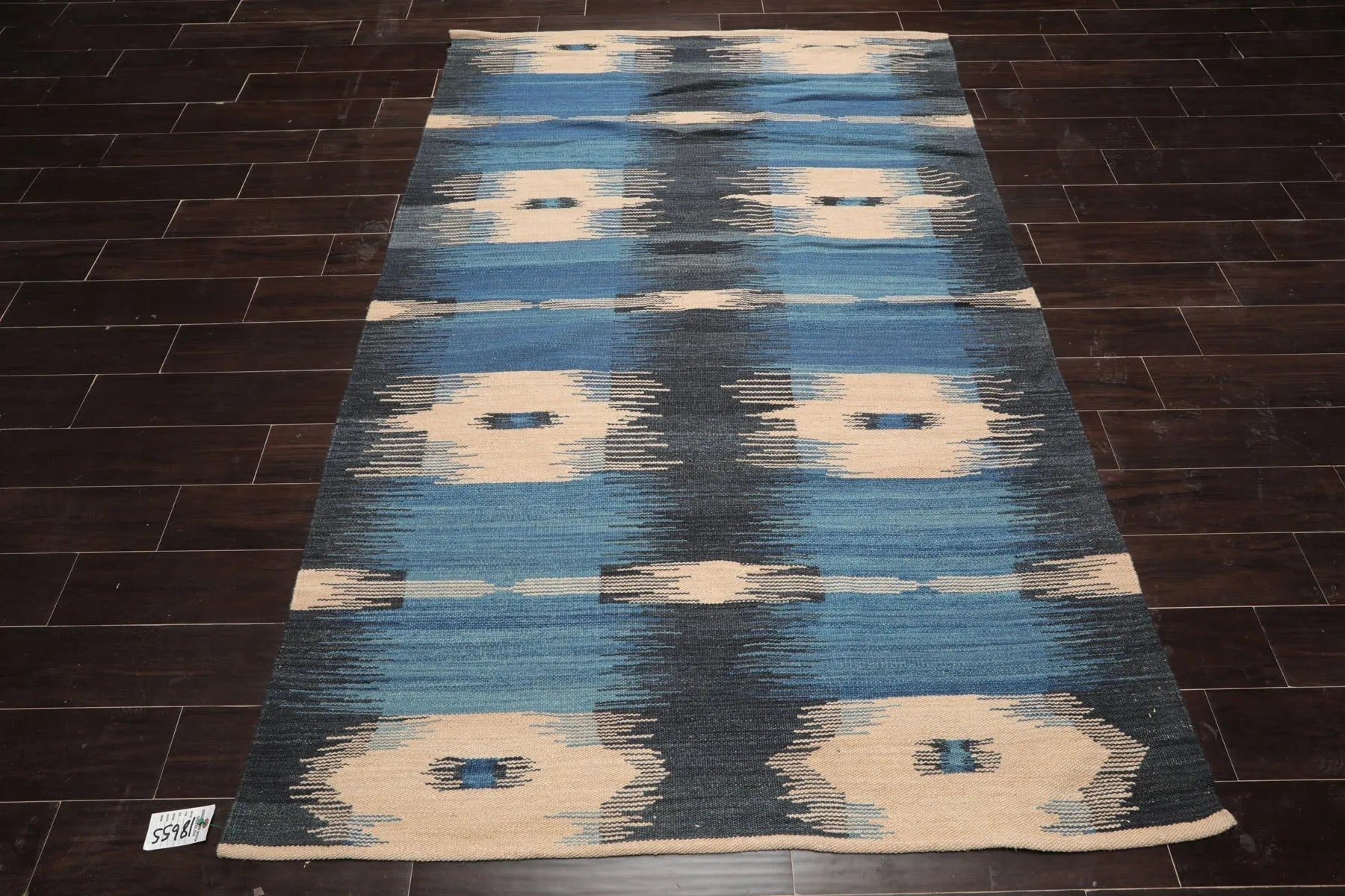 LoomBloom Beige Hand Woven Ikat Wool Oriental Contemporary Area Rug 5x8-2