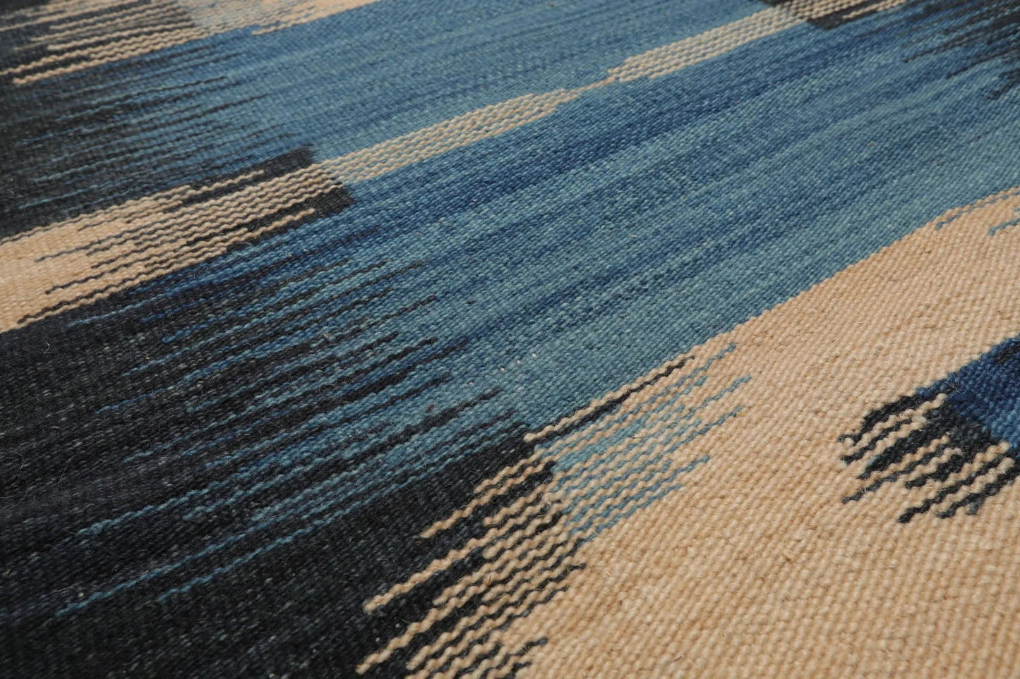 LoomBloom Beige Hand Woven Ikat Wool Oriental Contemporary Area Rug 5x8-4