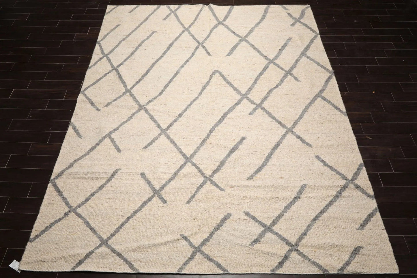 LoomBloom Multi Size Oatmeal Hand Woven Contemporary Geometric Flatweave Wool Oriental Area Rug-2
