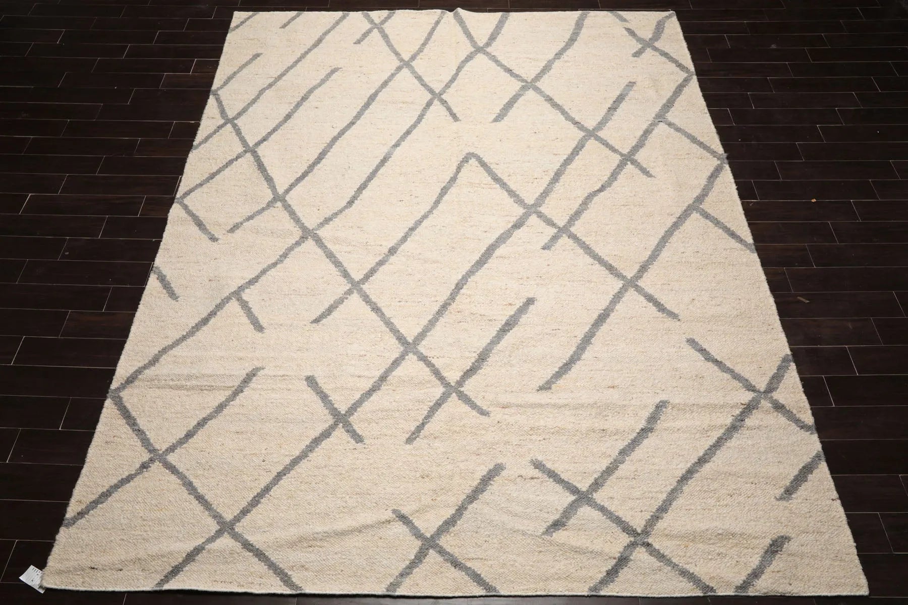 LoomBloom Multi Size Oatmeal Hand Woven Contemporary Geometric Flatweave Wool Oriental Area Rug-2