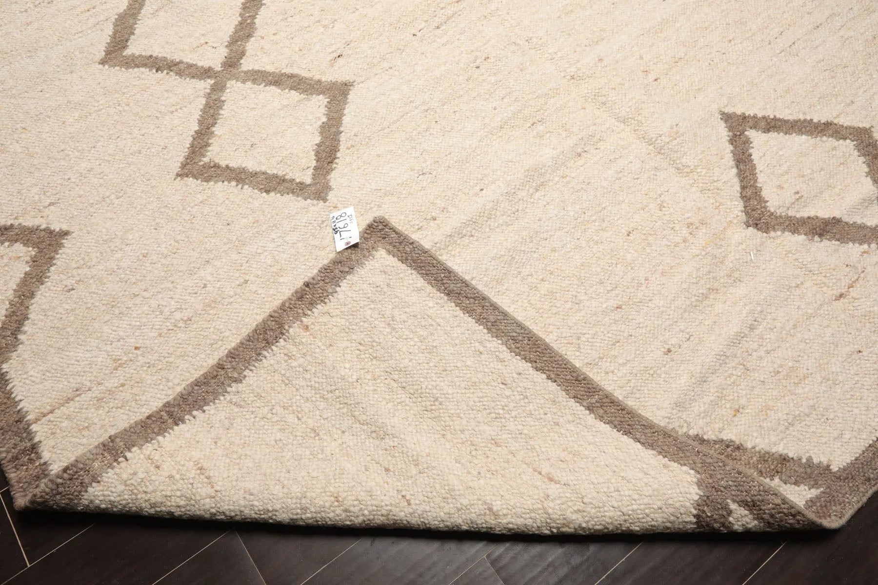 LoomBloom 9x12 Beige Hand Woven Contemporary Geometric Flatweave Wool Oriental Area Rug-3