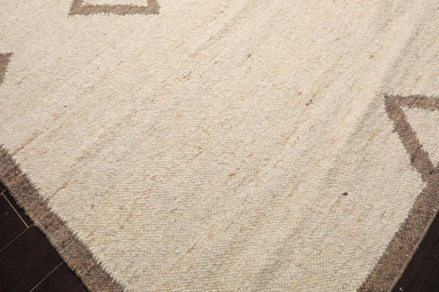 LoomBloom 9x12 Beige Hand Woven Contemporary Geometric Flatweave Wool Oriental Area Rug-4