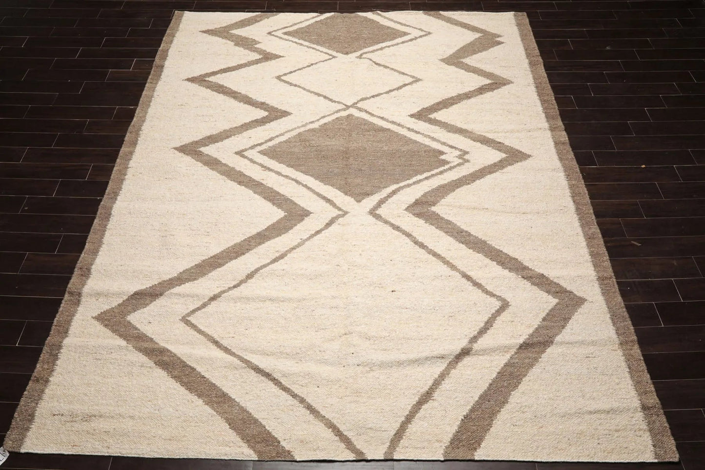 LoomBloom Multi Size Beige Hand Woven Contemporary Geometric Flatweave Wool Oriental Area Rug-2