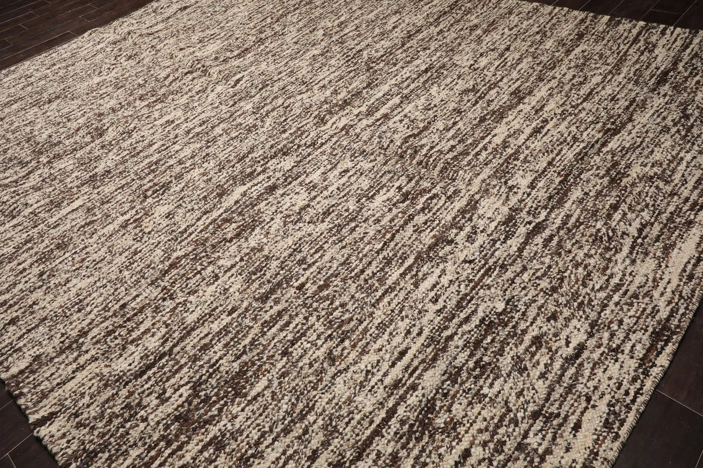 LoomBloom 9x12 Beige Hand Woven Contemporary Geometric Flatweave Wool Oriental Area Rug-3