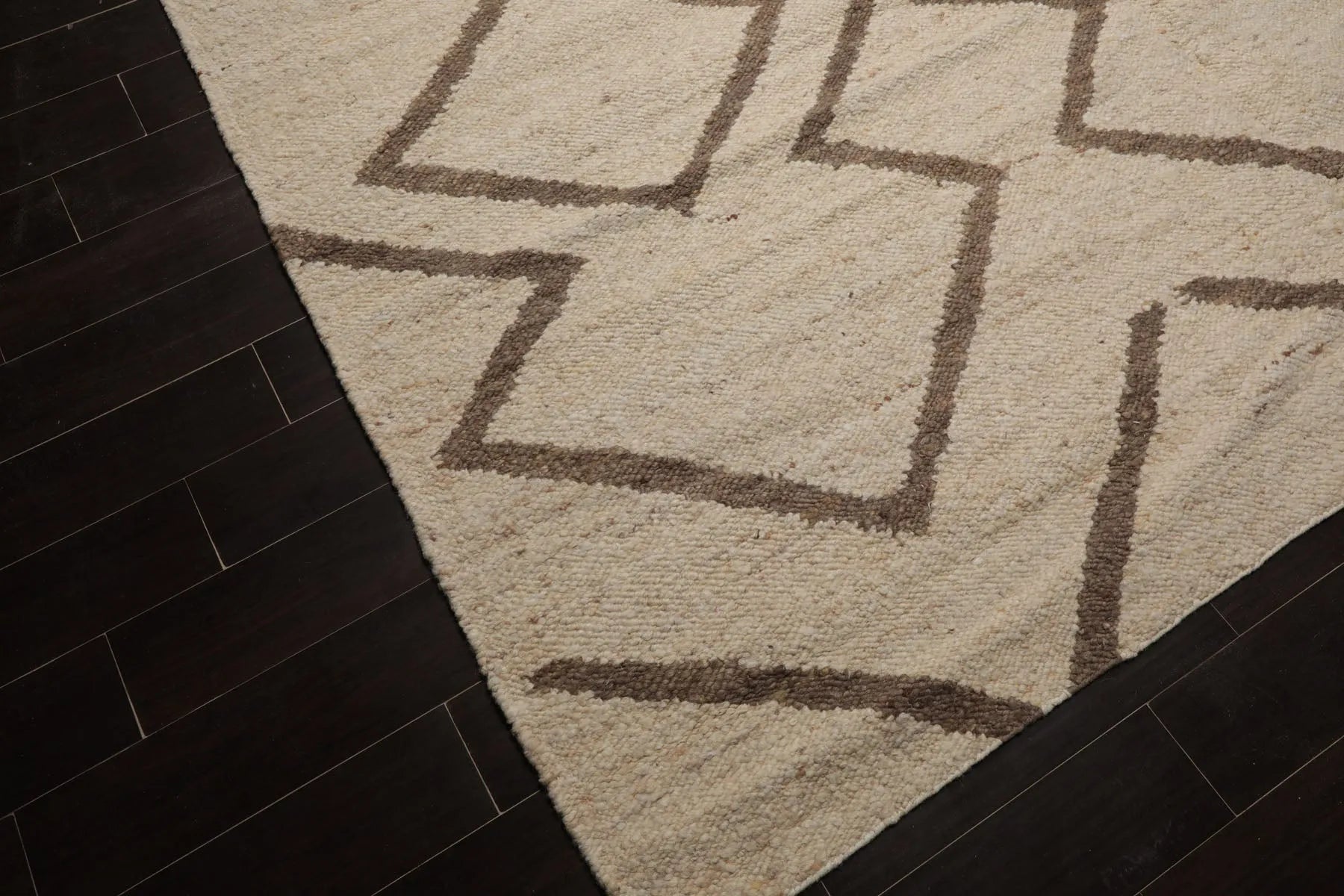 LoomBloom 9x12 Beige Hand Woven Contemporary Geometric Flatweave Wool Oriental Area Rug-4