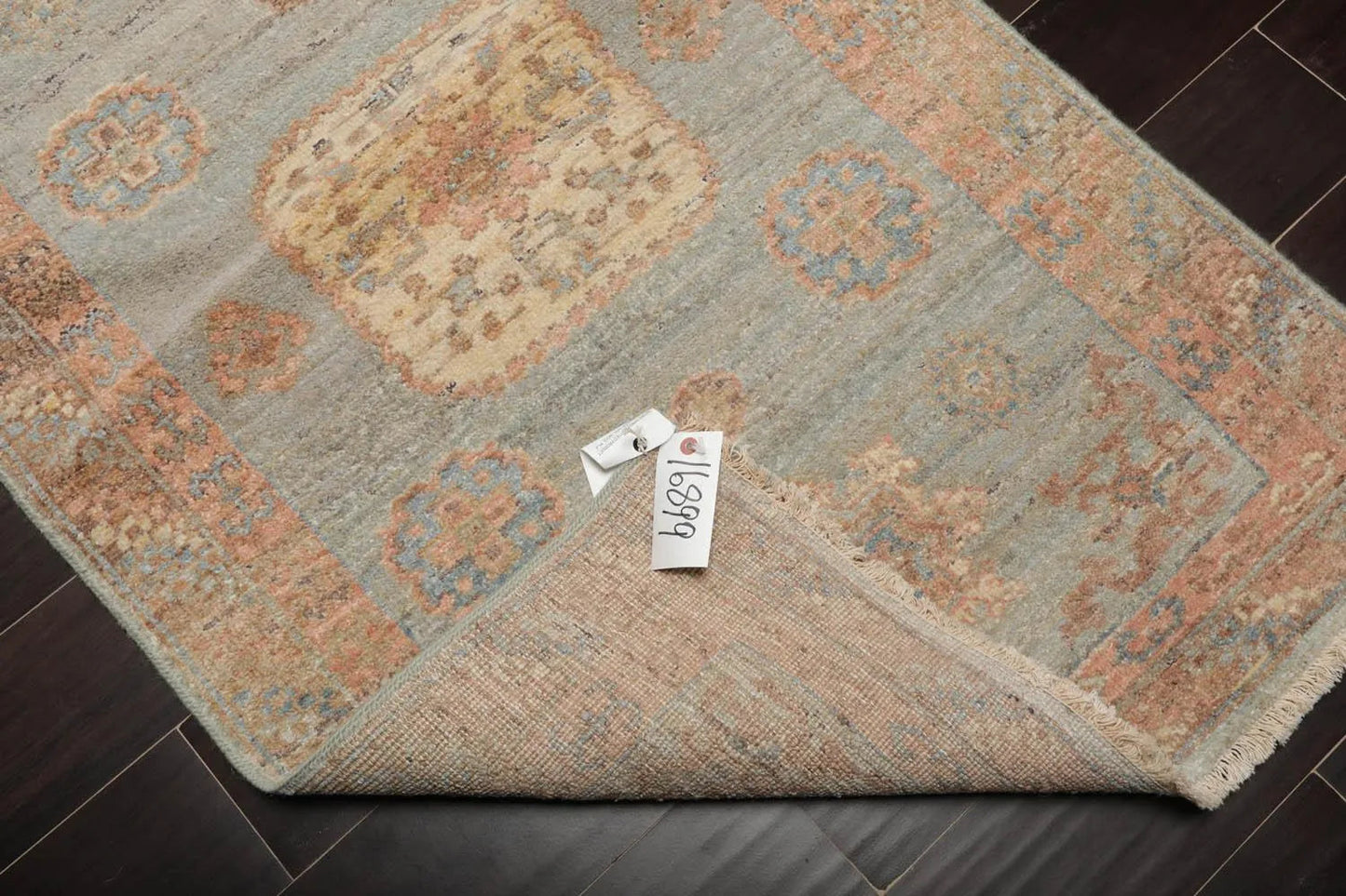 Muted Afghan Oushak Vegetable Dyes 3’ x 5’ Hand Knotted Wool Area Rug Slate-3