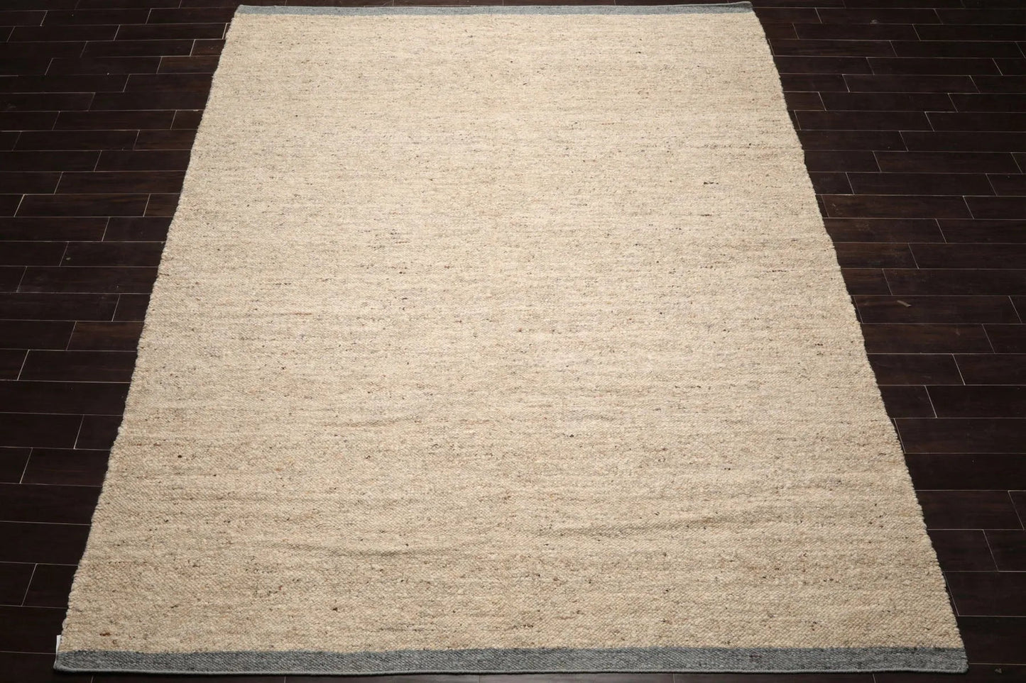 LoomBloom 9x12 Beige Hand Woven Contemporary Geometric Flatweave Wool Oriental Area Rug-2