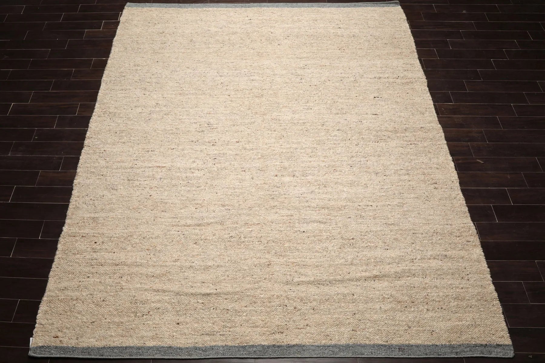 LoomBloom 9x12 Beige Hand Woven Contemporary Geometric Flatweave Wool Oriental Area Rug-2