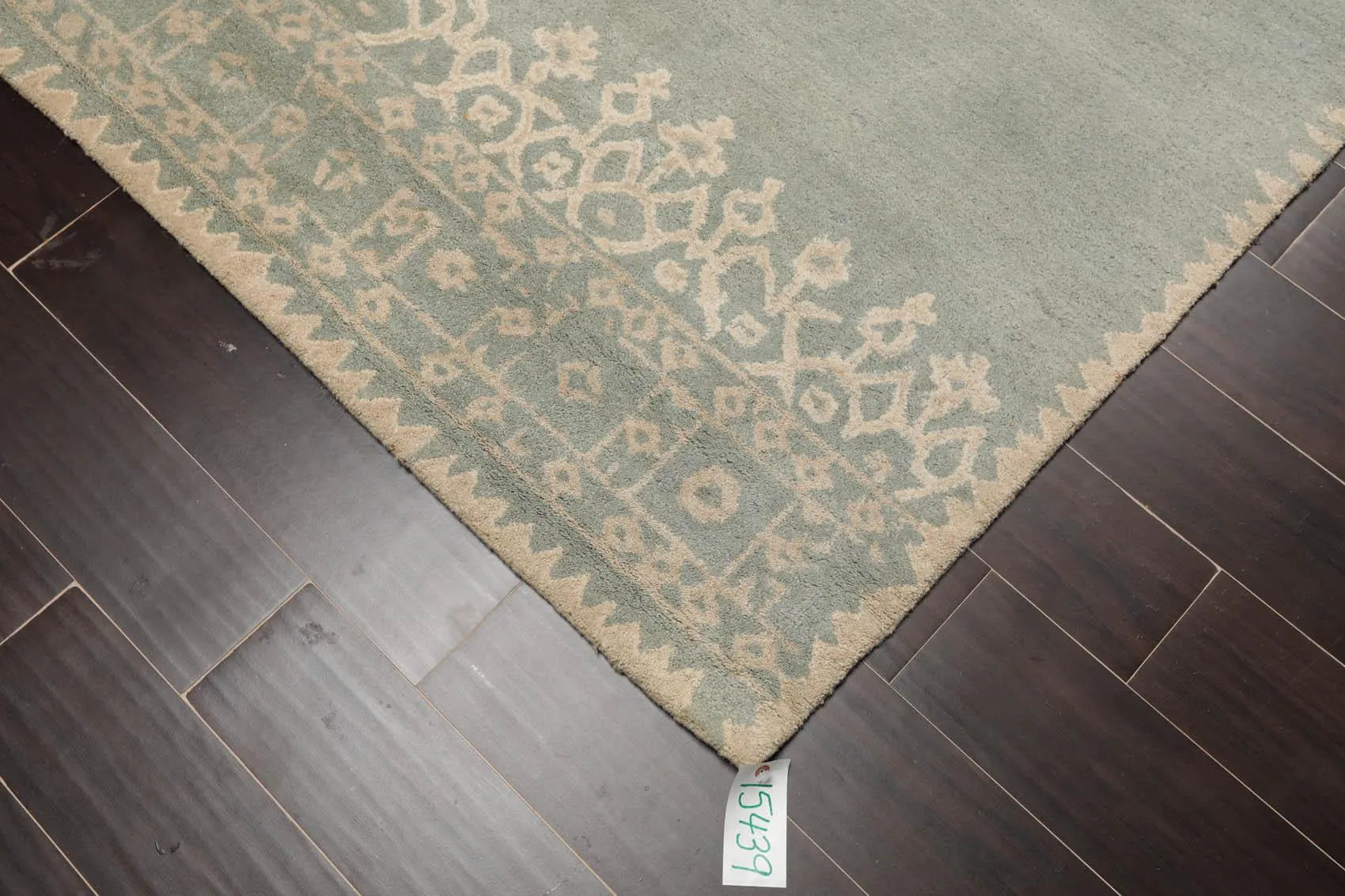 5' x 8' Handmade 100% Wool Patterned Transitional Oriental Area Rug Aqua Beige-4