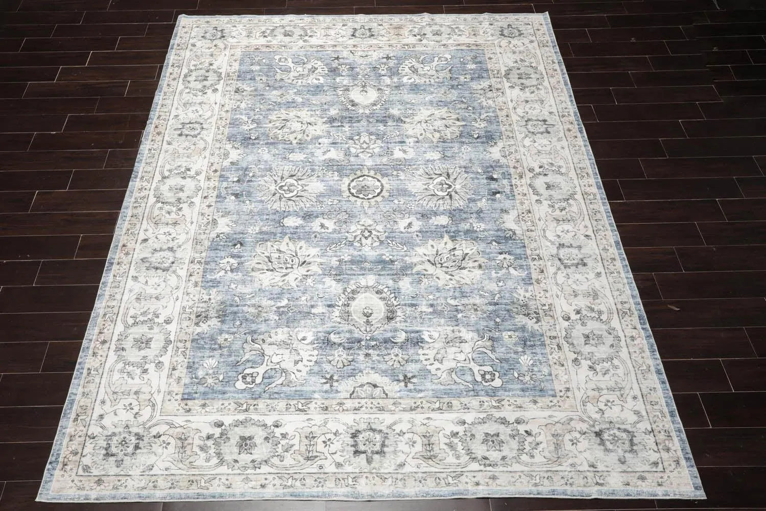 Multi Size Slate Machine Made Traditional washable Polyester Oriental Area Rug-2