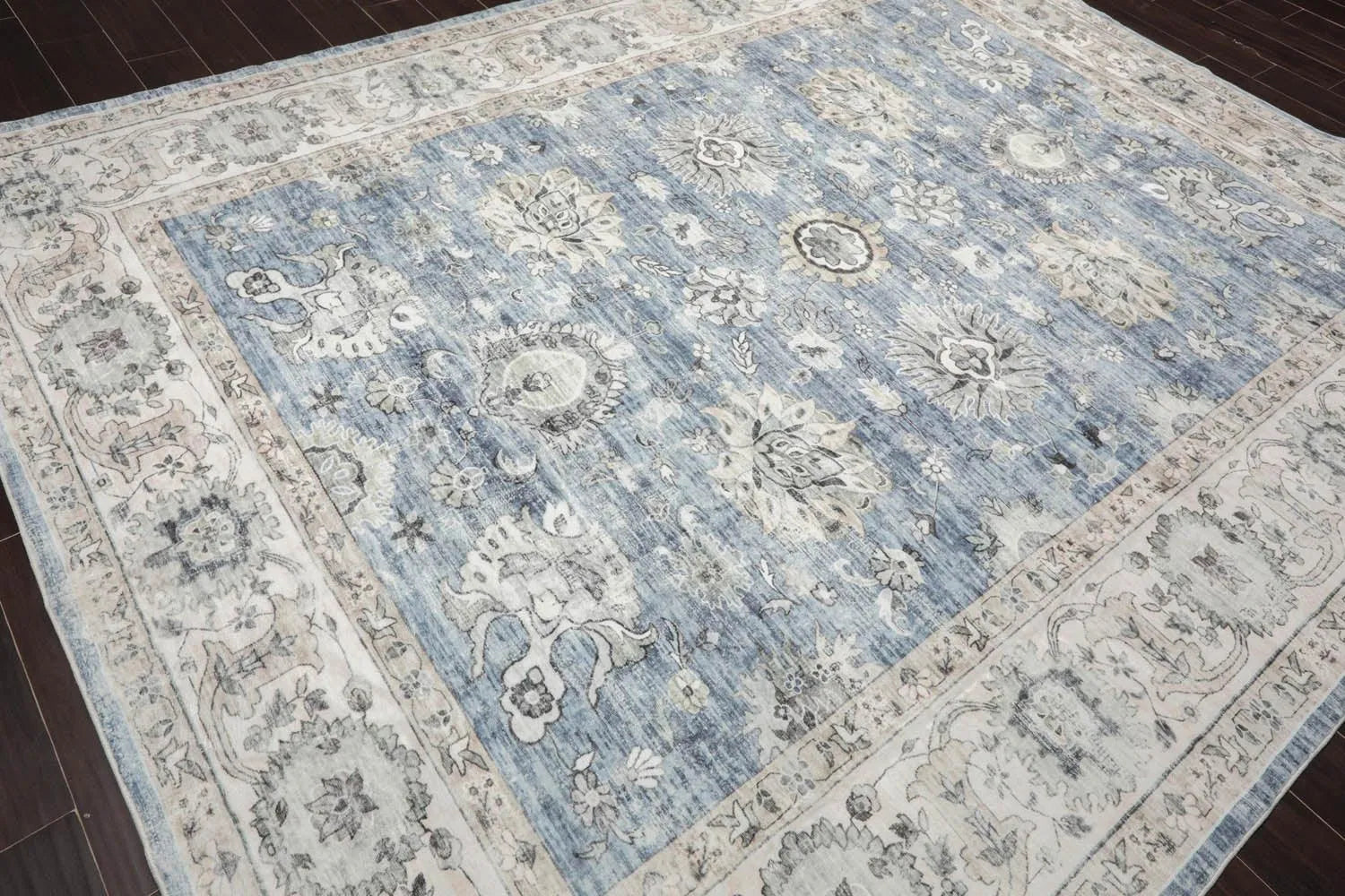 Multi Size Slate Machine Made Traditional washable Polyester Oriental Area Rug-3