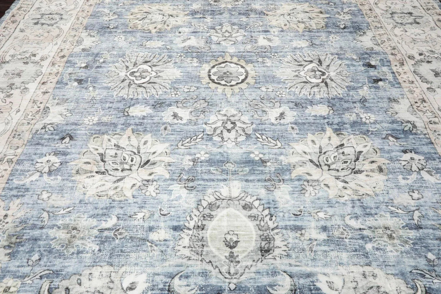 Multi Size Slate Machine Made Traditional washable Polyester Oriental Area Rug-4
