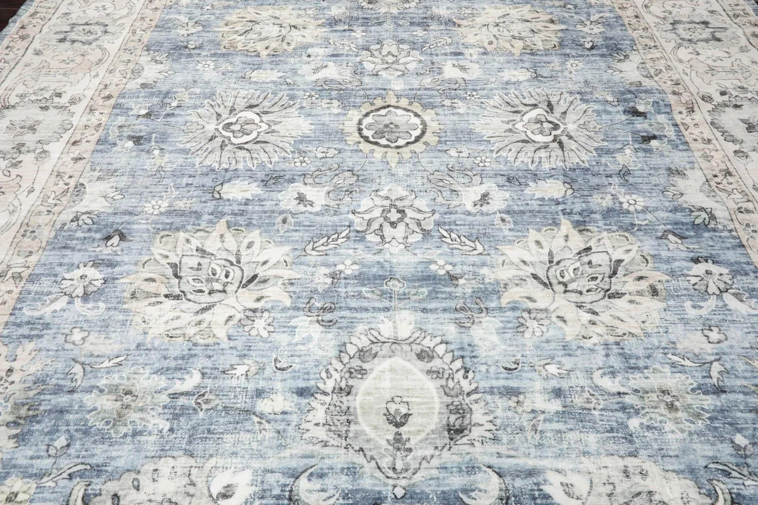 Multi Size Slate Machine Made Traditional washable Polyester Oriental Area Rug-4
