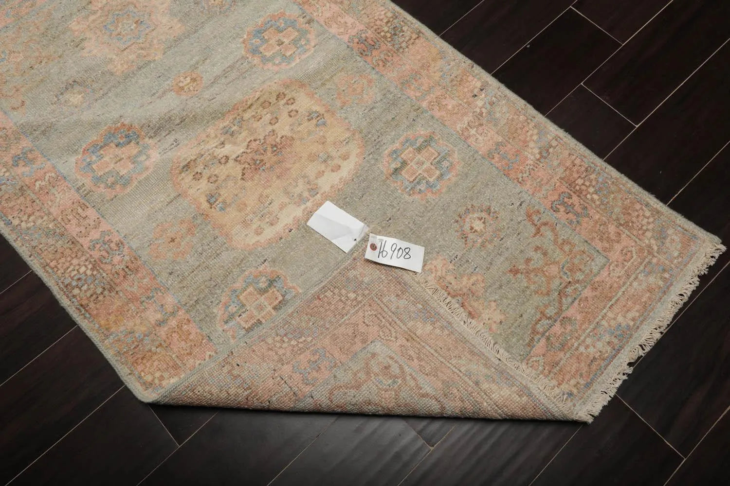 Muted Afghan Oushak Vegetable Dyes 3’ x 5’ Hand Knotted Wool Area Rug Sea Foam-4