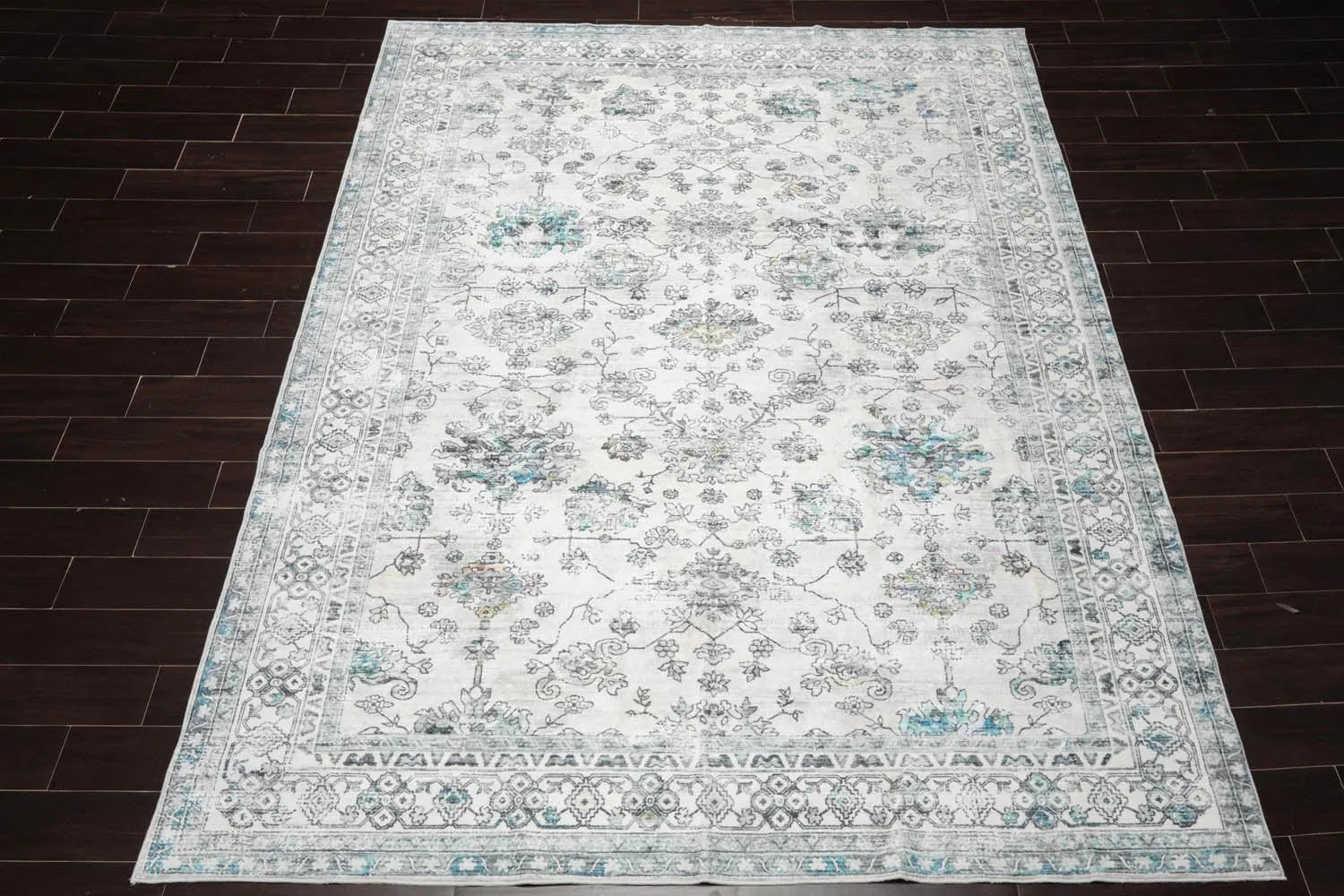 Multi Size Ivory Machine Made Traditional washable Polyester Oriental Area Rug-2