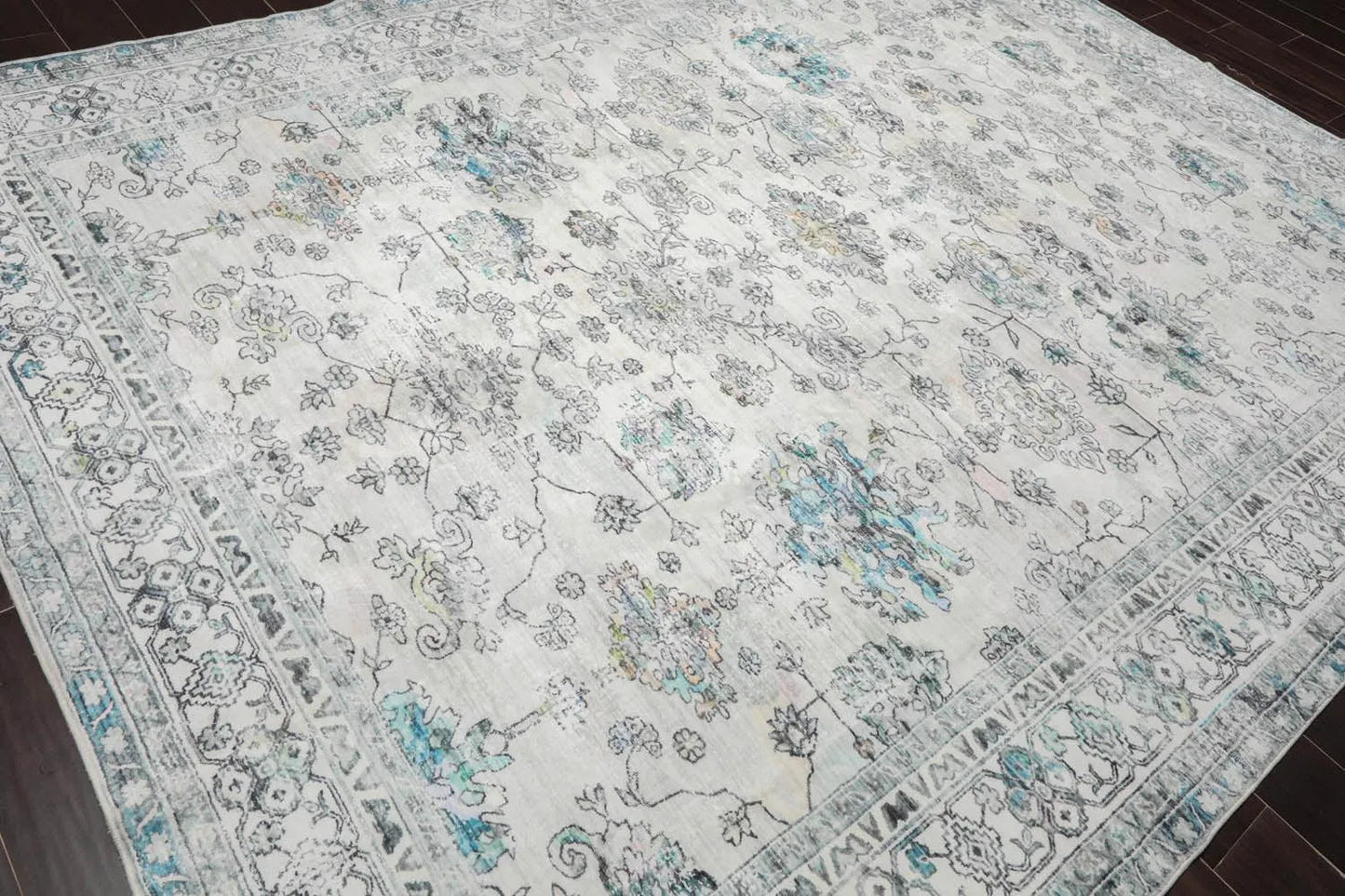Multi Size Ivory Machine Made Traditional washable Polyester Oriental Area Rug-4