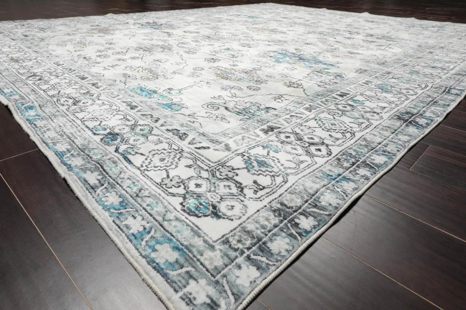 Multi Size Ivory Machine Made Traditional washable Polyester Oriental Area Rug-3