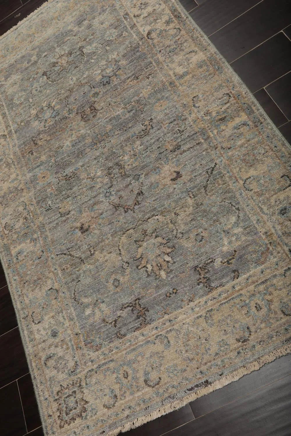 Muted Afghan Oushak Vegetable Dyes 3’ x 5’ Hand Knotted Wool Area Rug Gray-2
