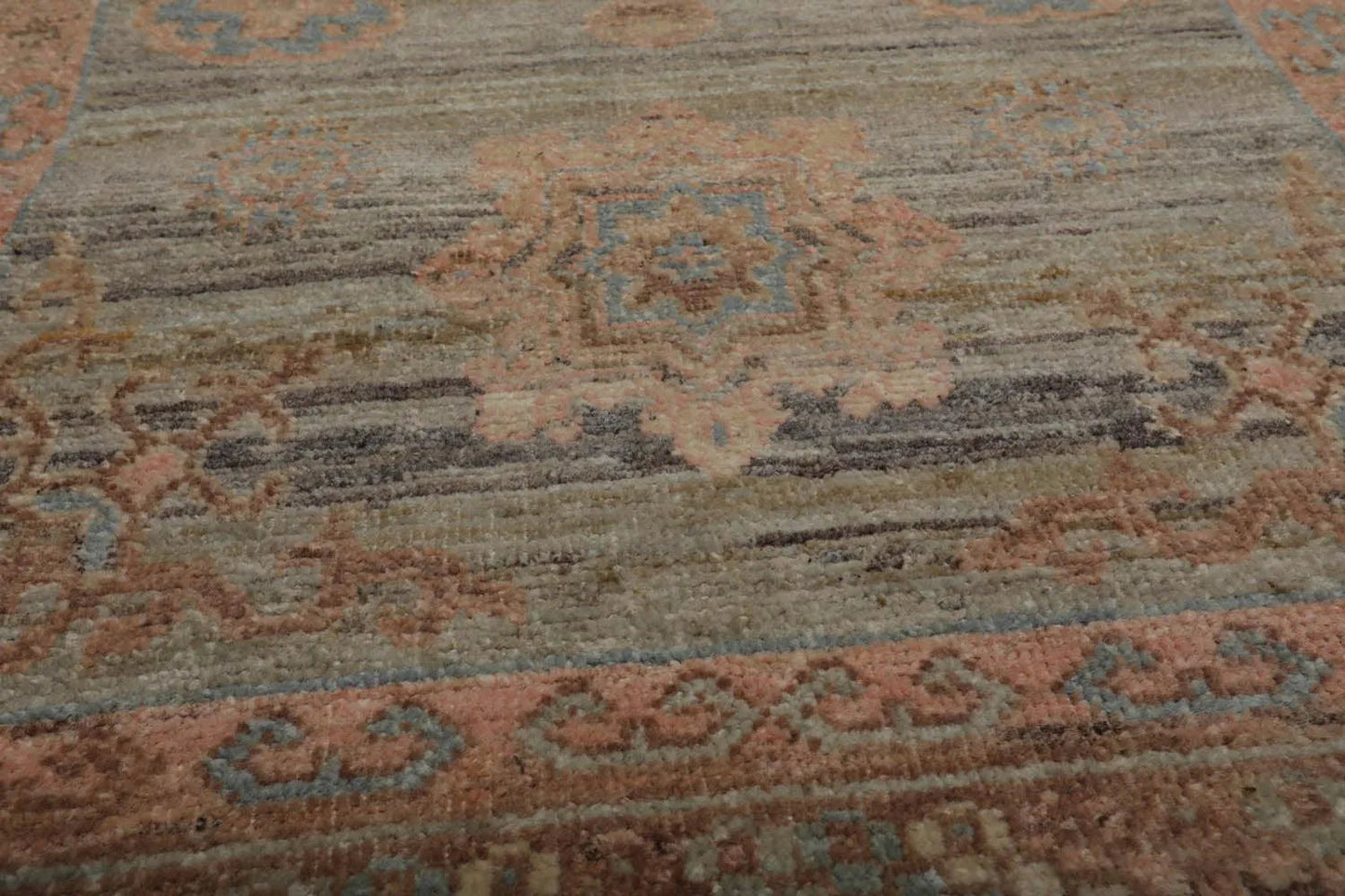 Muted Afghan Oushak Vegetable Dyes 3’ x 5’ Hand Knotted Wool Area Rug Sea Foam-3