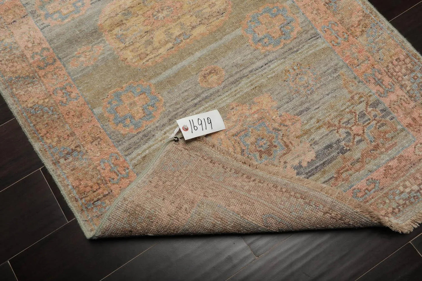 Muted Afghan Oushak Vegetable Dyes 3’ x 5’ Hand Knotted Wool Area Rug Sea Foam-4