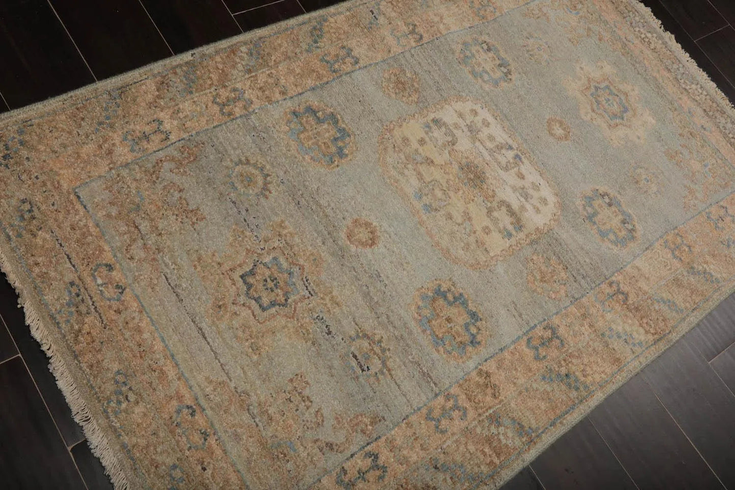 Muted Afghan Oushak Vegetable Dyes 3’ x 5’ Hand Knotted Wool Area Rug Mint-2