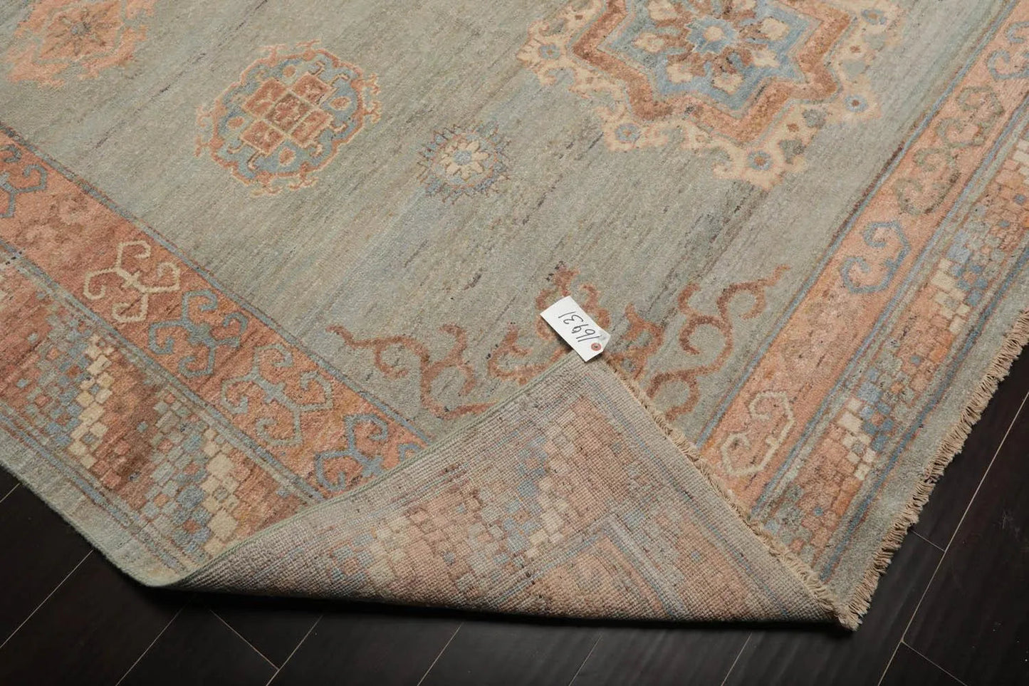 8x10 Muted Afghan Oushak Vegetable Dyes Mint Traditional Wool Area Rug-3