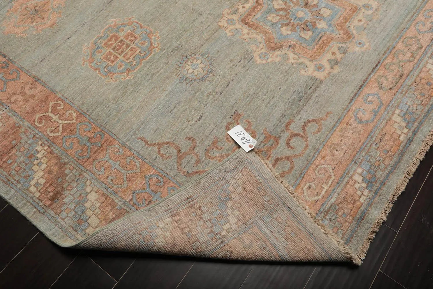 8x10 Muted Afghan Oushak Vegetable Dyes Mint Traditional Wool Area Rug-3