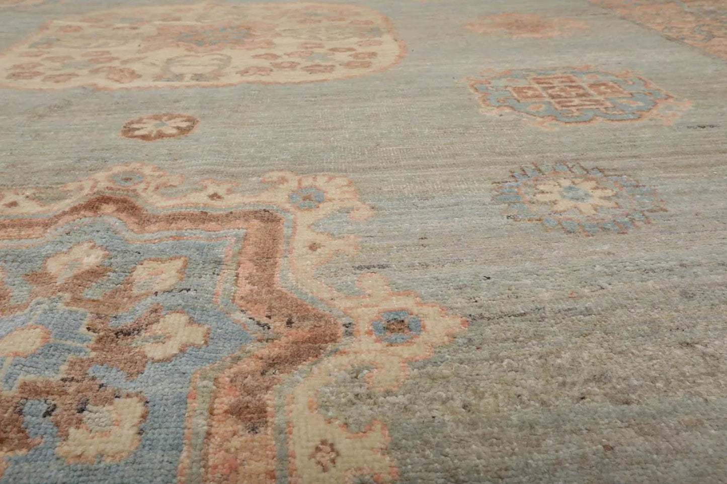 8x10 Muted Afghan Oushak Vegetable Dyes Mint Traditional Wool Area Rug-4