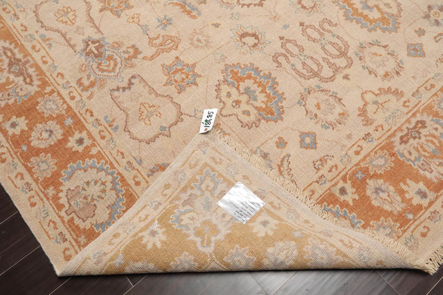 LoomBloom 8'2''x9'9" Tan Hand Knotted Traditional Oushak Wool Oriental Area Rug-2