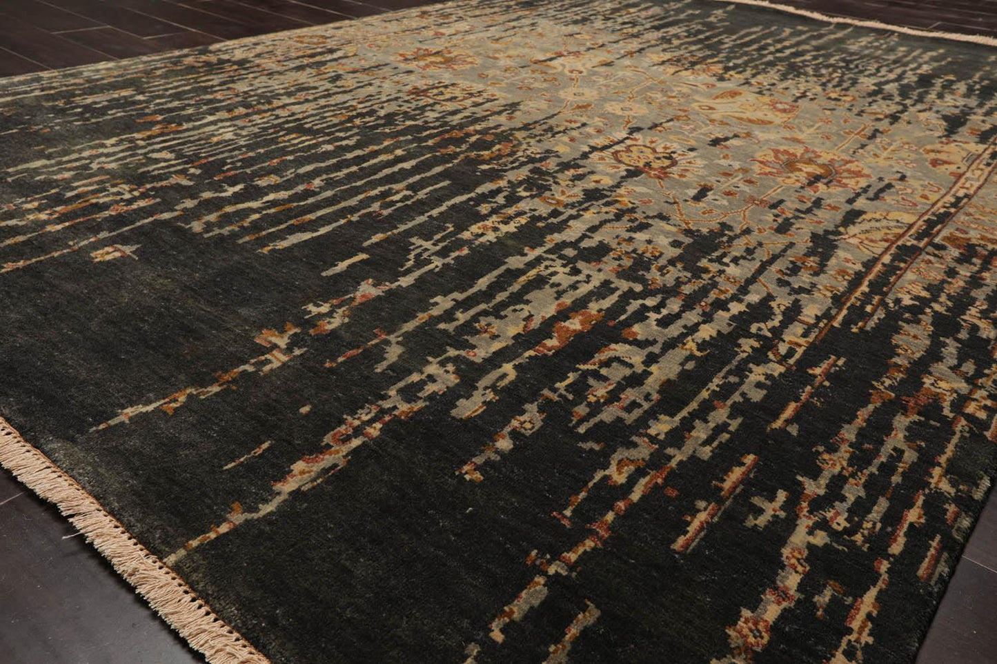 LoomBloom 6'0''x8'8" Dark Forest Green Hand Knotted Traditional Oushak Wool Oriental Area Rug-2