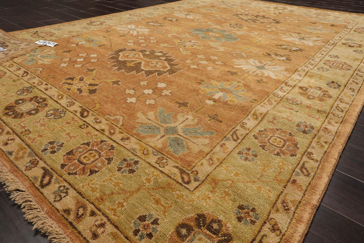 LoomBloom 6'5''x9'3" Caramel Hand Knotted Traditional Oushak Wool Oriental Area Rug-4