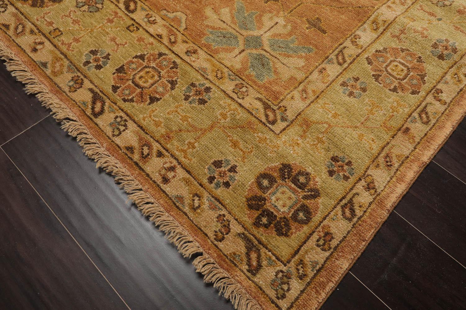 LoomBloom 6'5''x9'3" Caramel Hand Knotted Traditional Oushak Wool Oriental Area Rug-3