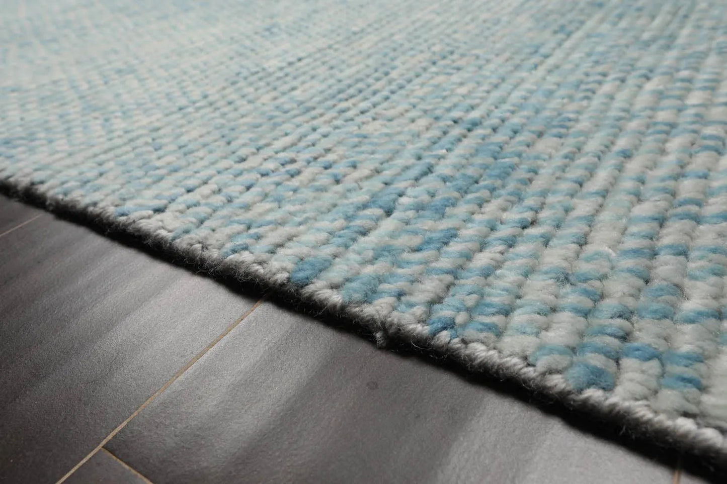 LoomBloom 9'x12'3" Ivory Hand Knotted Contemporary Ribbed Wool Oriental Area Rug-2